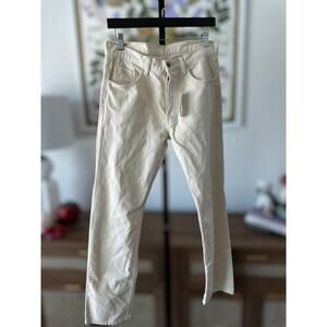 New John Galt Off-White Cream Corduroy High Rise Straight Leg Jeans Size Medium